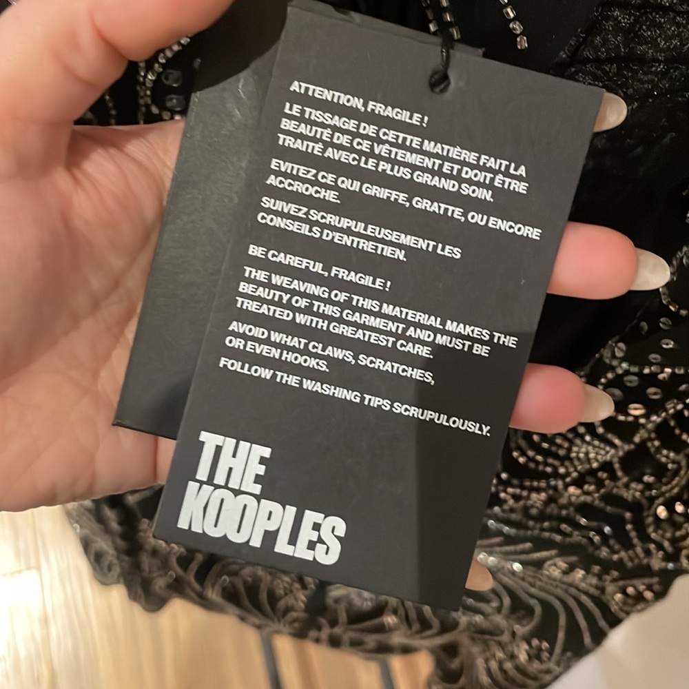 NWT The Kooples Black Sequin Mini Dress - Size 2 - Picture 10 of 14